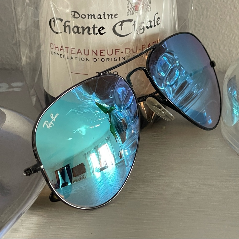 Ray-Ban Black and Blue Aviator Sunglasses